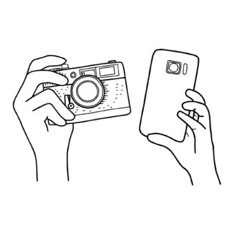 Illustration Kamera und Smartphone