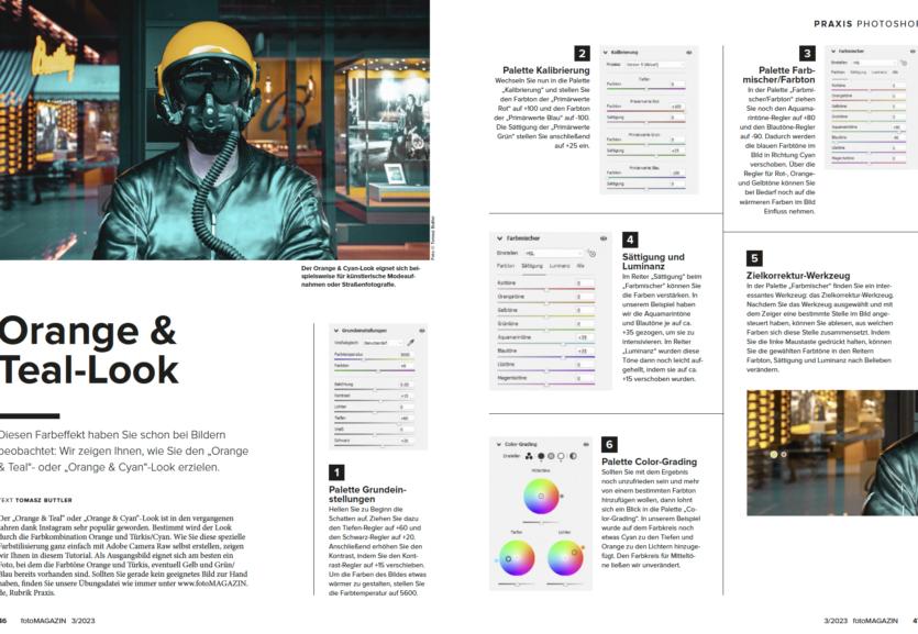 Photoshop-Workshop zum "Orange and Teal"-Look in fotoMAGAZIN 3/2023.