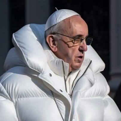 Dieses Foto sorgte vor einem Jahr für Aufregung: Die Aufnahme von Papst Franziskus in der weißen Daunenjacke wurde von einer Künstlichen Intelligenz berechnet und erstellt. (Foto: Pablo Xavier/Midjourney)