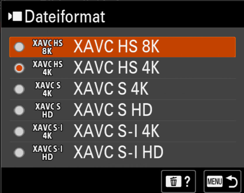 Die maximale Videoauflösung beträgt 8K.